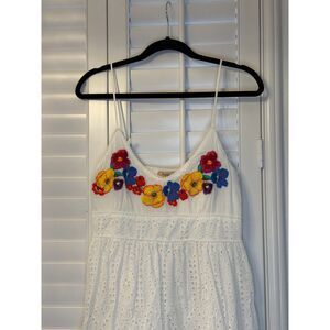 Twinset Milano White Eyelet Lace Maxi Dress Floral Embroidered Bust Size